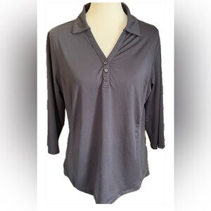 Casei women’s tennis shirt, 3/4 sleeve, black, athletic wear sz L